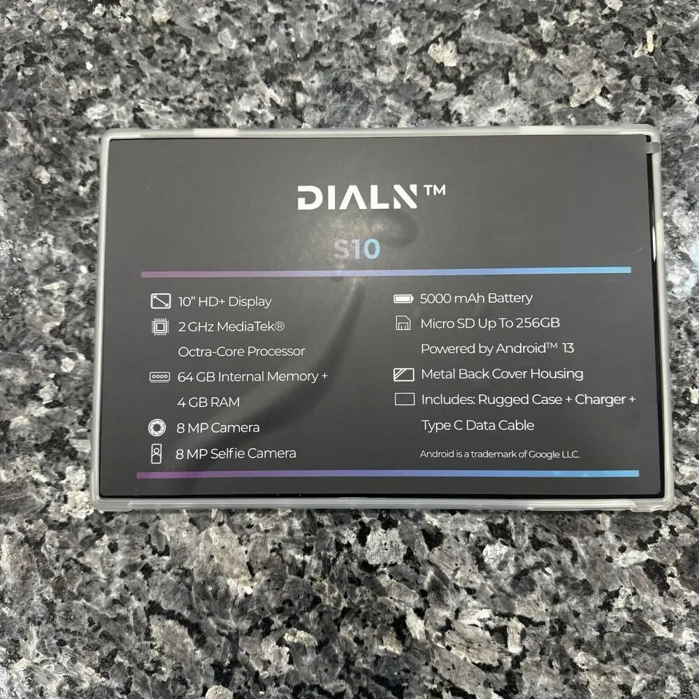 BRAND NEW - DIALN S10 Tablet 4G + WIFI - 64 GB & 4GB RAM - Unlocked- 10” Screen